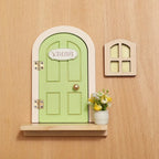 Novelty Glows in The Dark Window Dollhouse Home Decorations Mini Creative Fairy Elf Door Funny Wooden Mouse Hole Nursery Decor