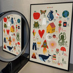 Playroom Nursery ABC Alphabet Numbers Poster Self-adhesive Art Waterproof Paper Sticker Coffee House Bar Room Wall Decor