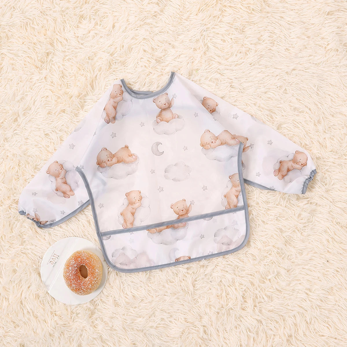 1 PC Waterproof Baby Feeding Bib  Boy Girl Painting Baby's Soft Waterproof Bib Child Meal Eating Apron with Long Sleeves