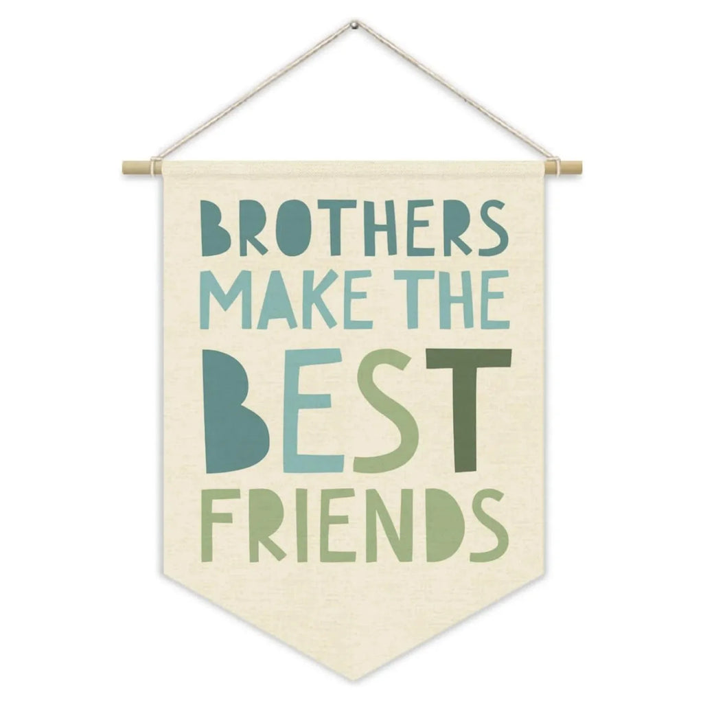 Nursery Decor Canvas Banner,Boy Bedroom Playroom Wall Art Decorations,Boho Twin Room Sign, Big Bro Lil Bro, Sage Green Blue Kids