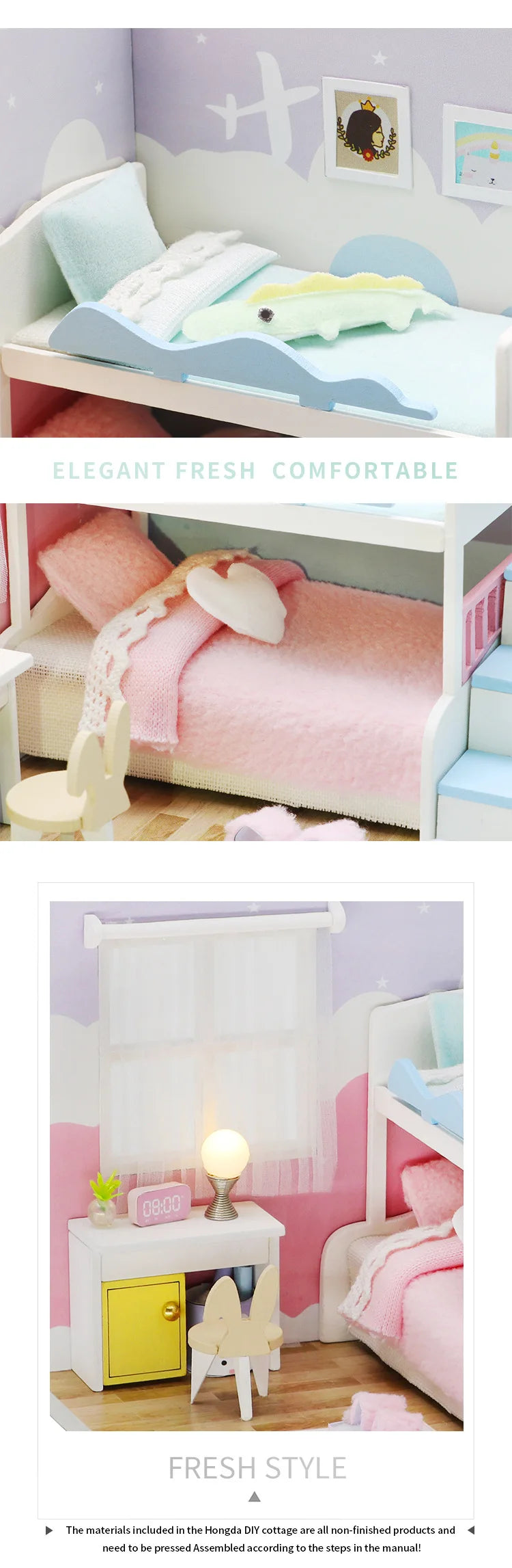 Baby House Kit Mini DIY Handmade 3D Puzzle Assembly MagicBuilding Model Toys, Home Bedroom Decoration With FurnitureWooden