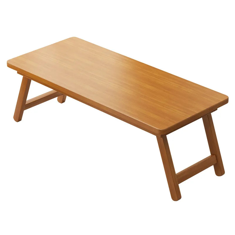 Modern Foldable Coffee Table Brown Bamboo Top Contemporary Style for Bay Window, Balcony, or Study Area