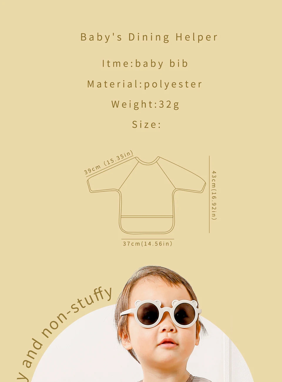 1 PC Waterproof Baby Feeding Bib  Boy Girl Painting Baby's Soft Waterproof Bib Child Meal Eating Apron with Long Sleeves