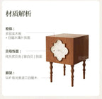 High-end Luxury Antique Bedside Table Ash Wood Artistic Four-leaf Clover Sofa Side Cabinet Bedroom Bedside Cabinet