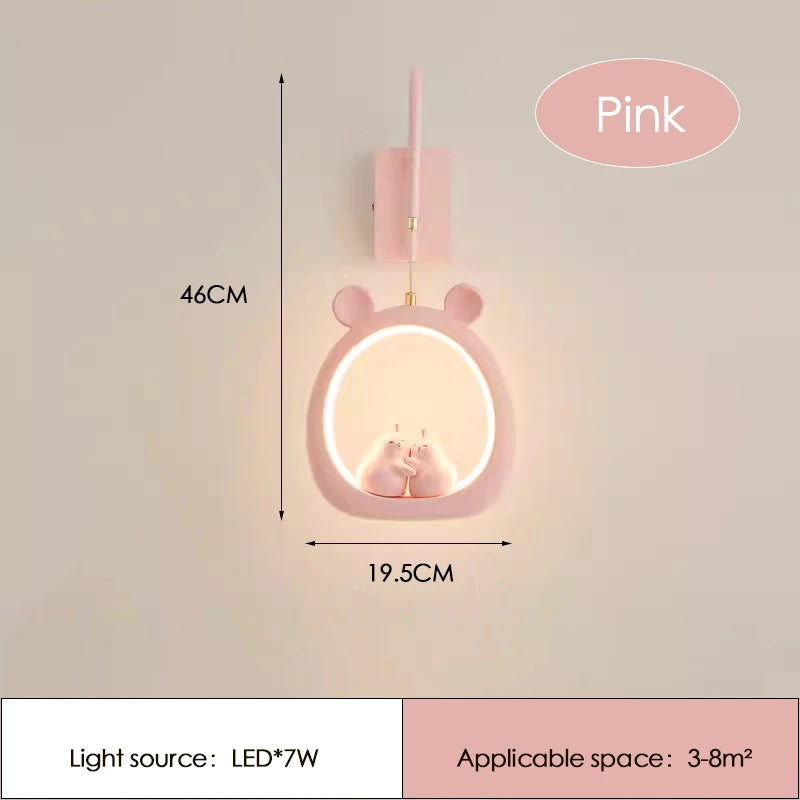 Cute Children's Room Girl Bedroom Wall Lamps Embrace Pear Lamp Creative Cream Style Princess Room Baby Room Bedside Wall Lights