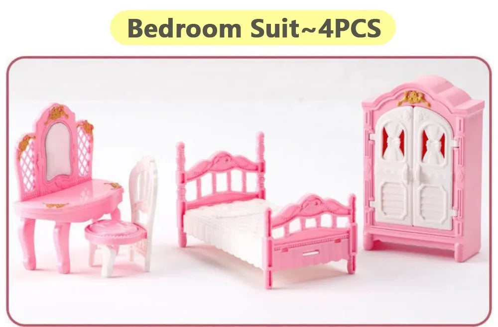 Hot Sale Cute Kawaii Pink 10 Items/Lot Miniature Dollhouse Furniture Accessory Kids Toys Kitchen Cooking Things For Girl Gifts
