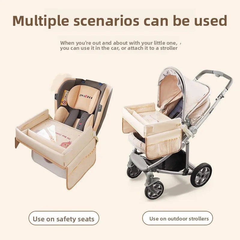 Baby Car Waterproof Storage Dining Table, Cartoon Kids Car Safety Seat Tray, Universal Small Table Board for Strollers