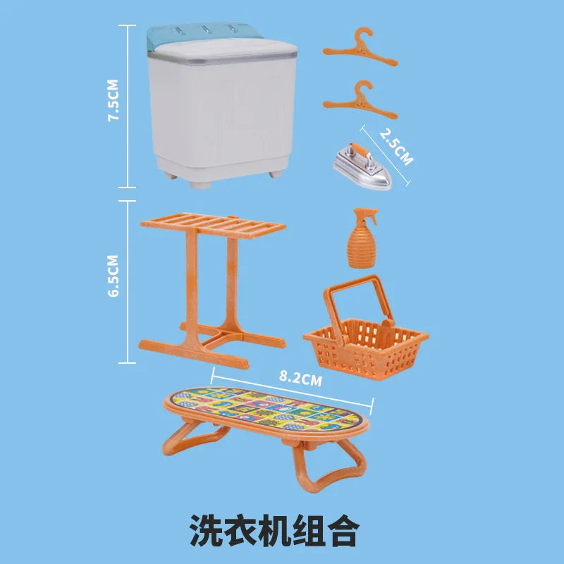 Miniature Items Dollhouse Furniture Accessories Living Room Bedroom Supermarket Shopping Games Family Interaction Doll Kids Toys