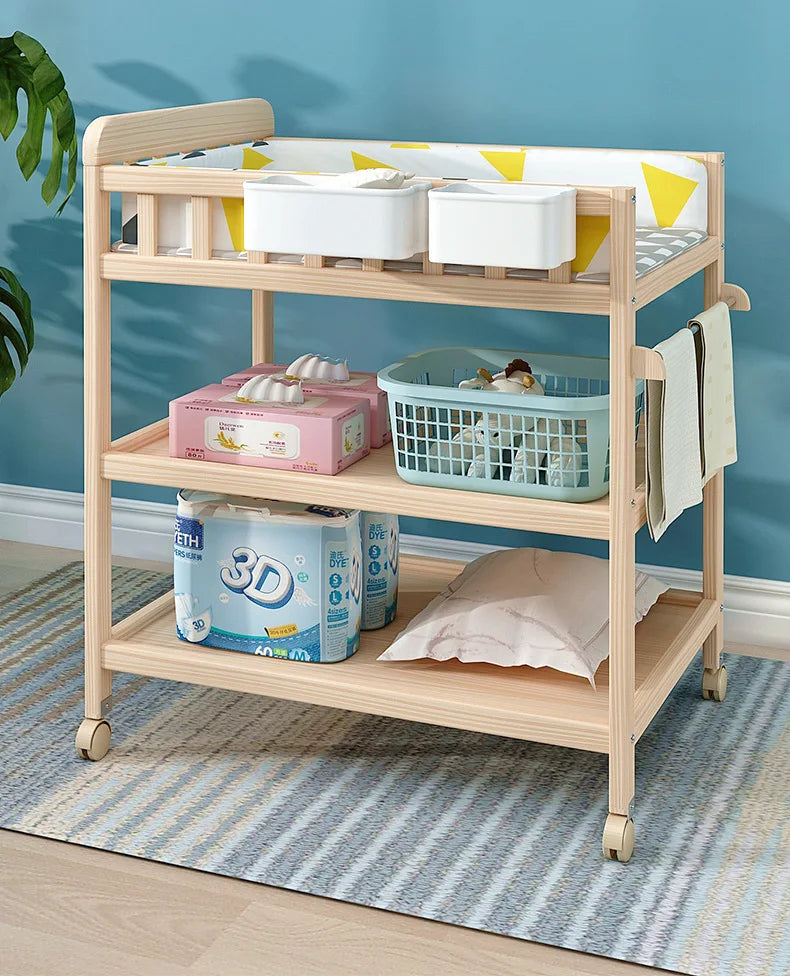 Diaper Changing Tables Solid Wood Baby Care Table Massage Bath Integrated Multifunctional Baby Bed Changing Table