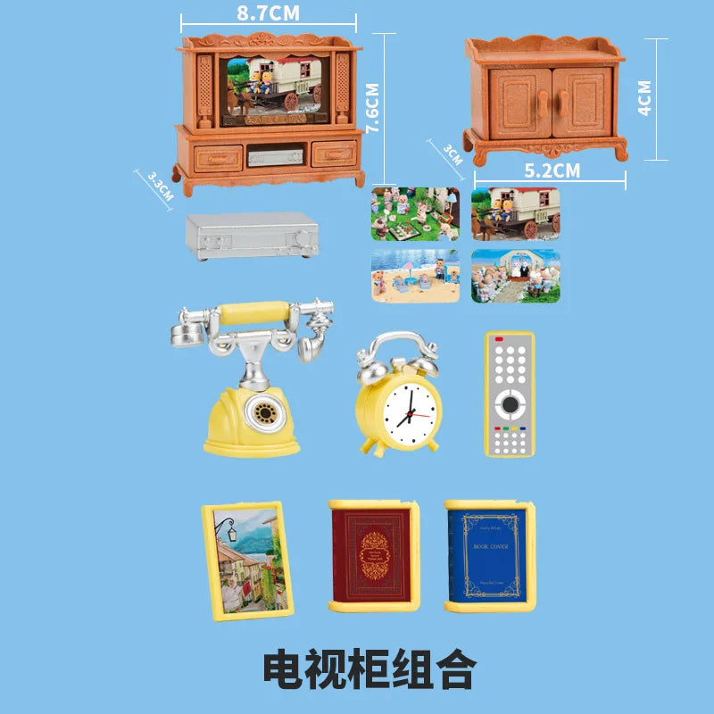 Miniature Items Dollhouse Furniture Accessories Living Room Bedroom Supermarket Shopping Games Family Interaction Doll Kids Toys