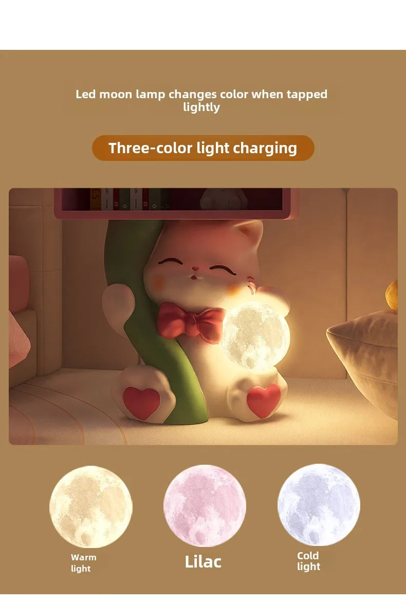 Home Furniture Cat Statue Living Room Side Table Floor Decor Children's Room Bedside Tables Resin Animal Sculpture Storage Rack