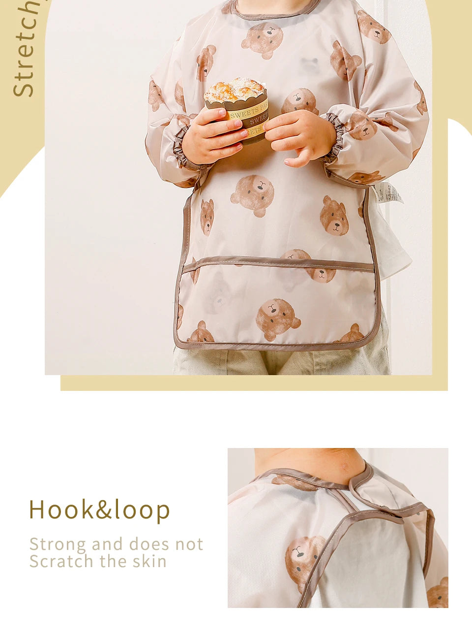 1 PC Waterproof Baby Feeding Bib  Boy Girl Painting Baby's Soft Waterproof Bib Child Meal Eating Apron with Long Sleeves