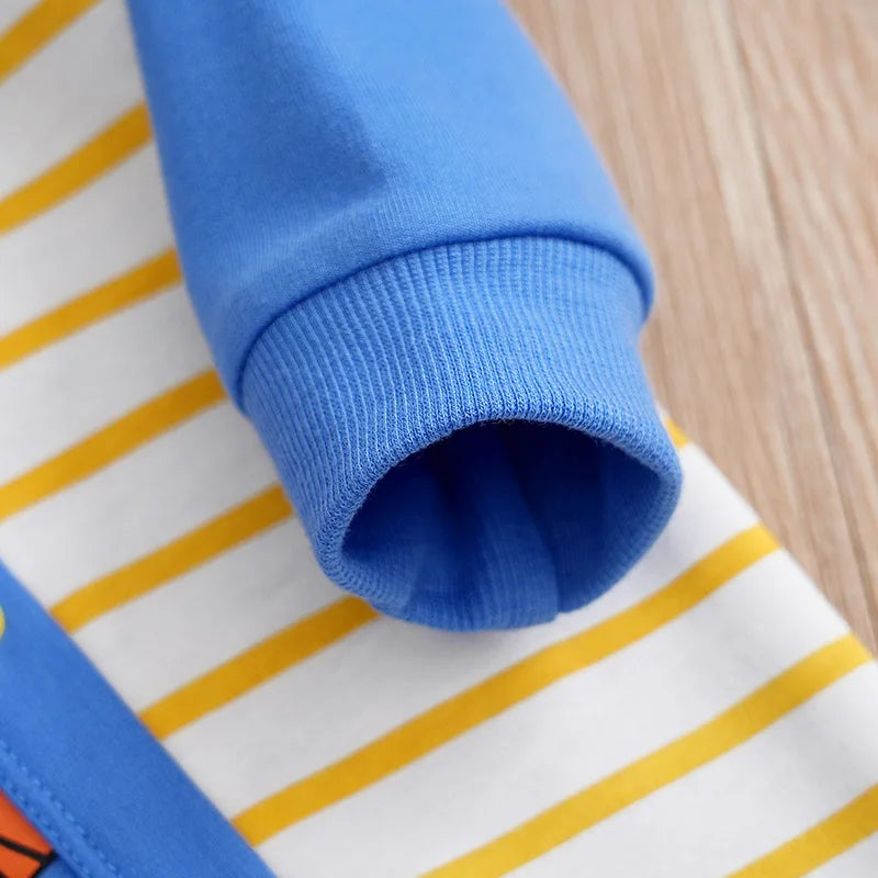 Blue Stripe Baby Boy Footie Romper