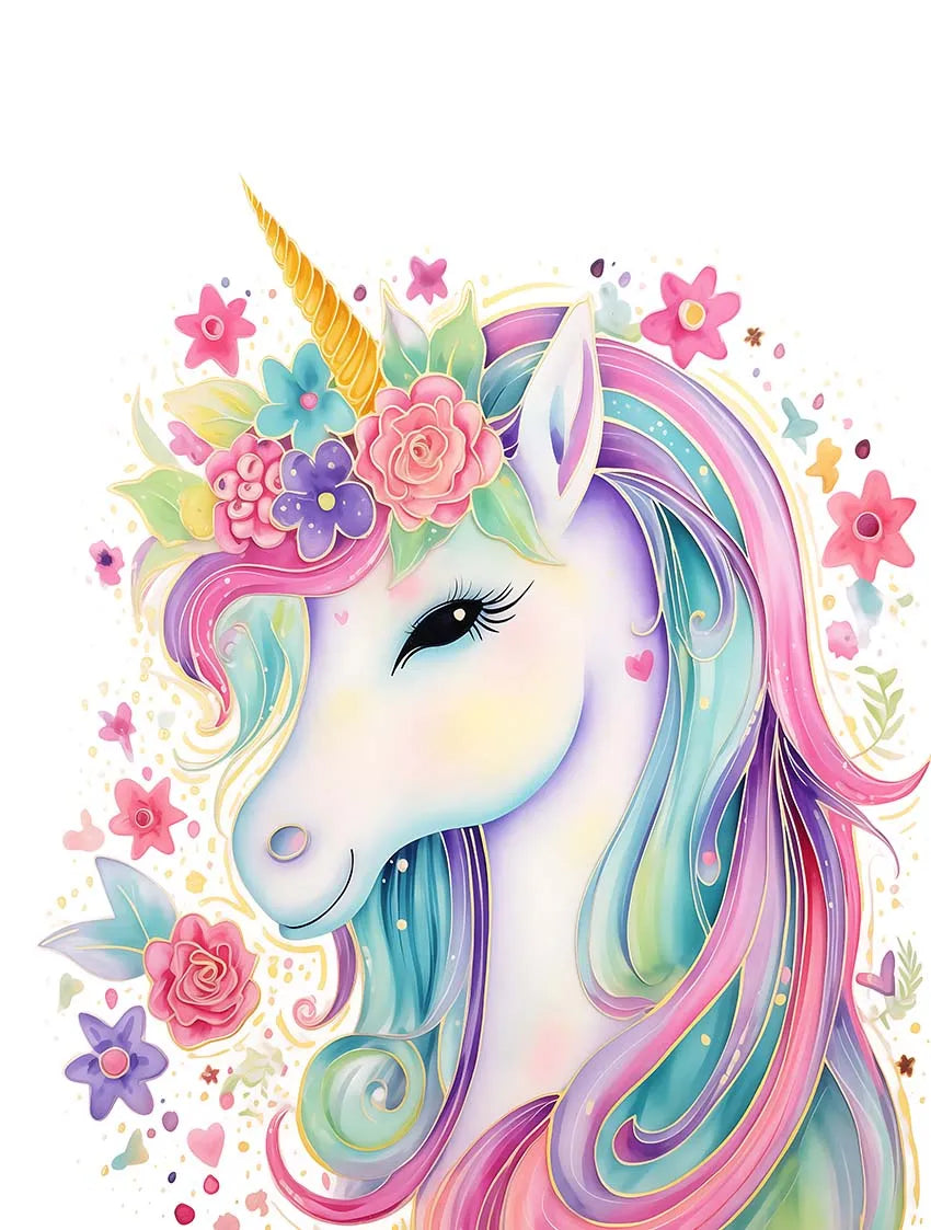 Pink Cartoon Cute Unicorn Nursery Girl Room Rainbow Art Poster Canvas Painting Wall Prints Picture Children Room Home Decor