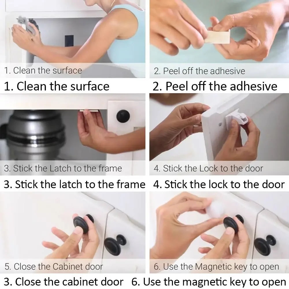 Magnetic Baby Proofing Locks Child Safety Latches For Drawers Cabinets Kids Protection Childproof Security Systems Home