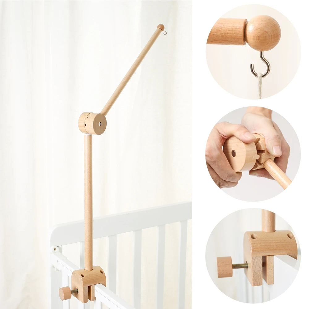 Baby Rattle Toy 0-12 Months Toys Wooden Mobile Bed Bell Floor Stand Bracket Newborn Bed Bell Hanging Holder Bracket Infant Crib