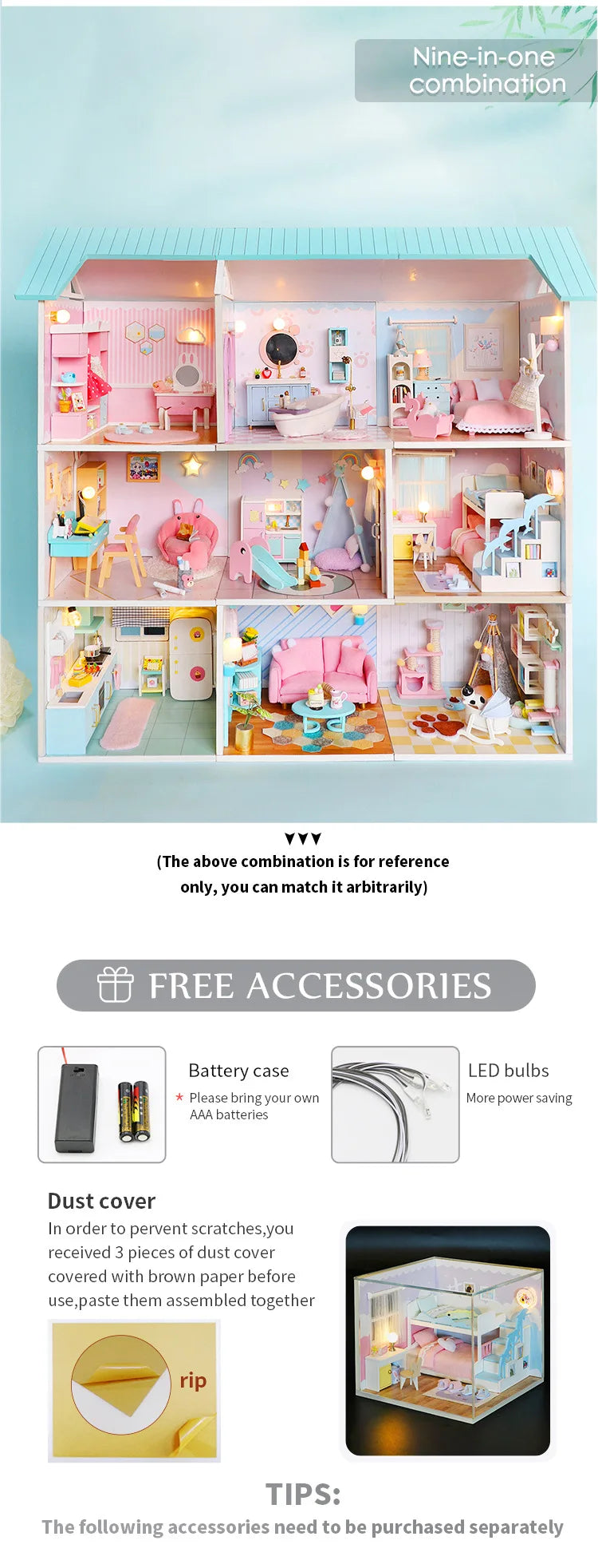 Baby House Kit Mini DIY Handmade 3D Puzzle Assembly MagicBuilding Model Toys, Home Bedroom Decoration With FurnitureWooden