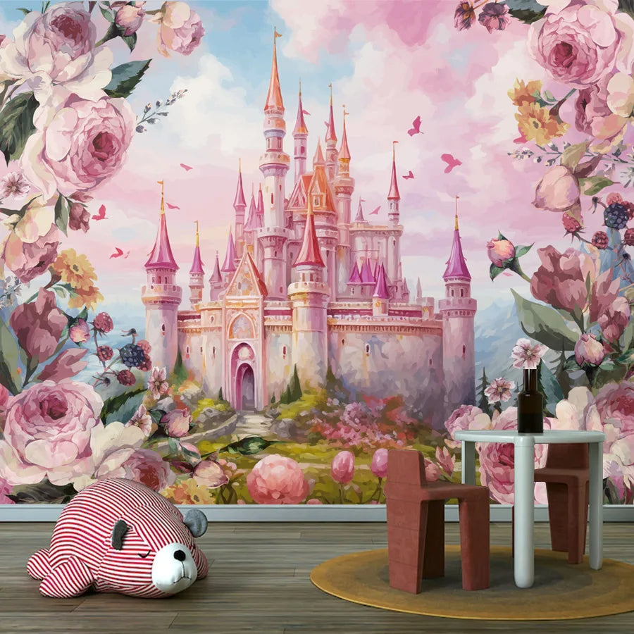 8+ Cartoon Nursery Flower Castle Walls Home Decor Self Adhesive Optional Photo Wallpaper for Bedroom Decoration Kids Baby Mural