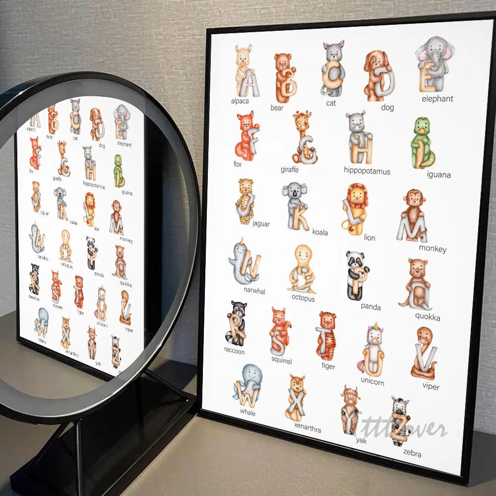 Playroom Nursery ABC Alphabet Numbers Poster Self-adhesive Art Waterproof Paper Sticker Coffee House Bar Room Wall Decor