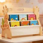2 Tier Baby Bookshelf Double Sided Storage Montessori Wood Book Rack for Baby Nursery Room Playroom Classroom and Bedroom Decor