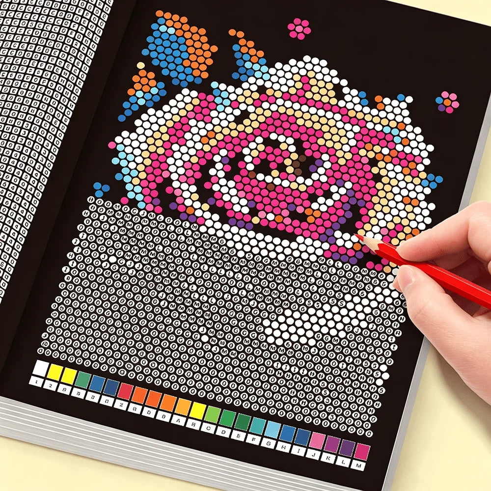 32 Themes DIY Art Painting Coloring Book for Adult, Interesting Grid Pattern Coloring Pages, Educational Activity Book