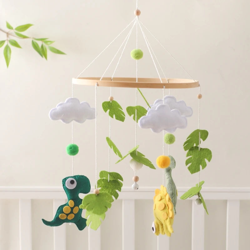 Wooden Rattles Toys Baby Crib Mobile Bed Bell Soft Felt Hot Balloon Newborn Music Bed Bell Hanging Toys Crib Bracket Baby Gifts