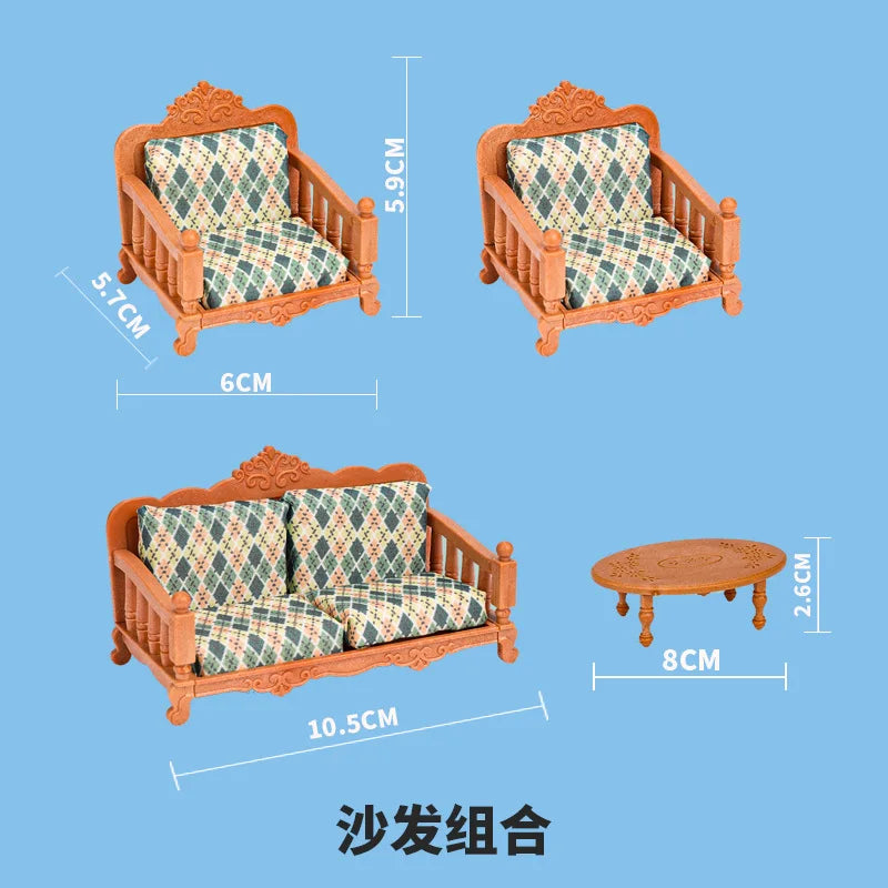 Miniature Items Dollhouse Furniture Accessories Living Room Bedroom Supermarket Shopping Games Family Interaction Doll Kids Toys