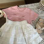 Baby Clothes Set Girls Bow Blouse Suit Children Sweet Top Bud Skirt 2 Pieces Summer New Fashion Short-Sleeved T-Shirt Outfit