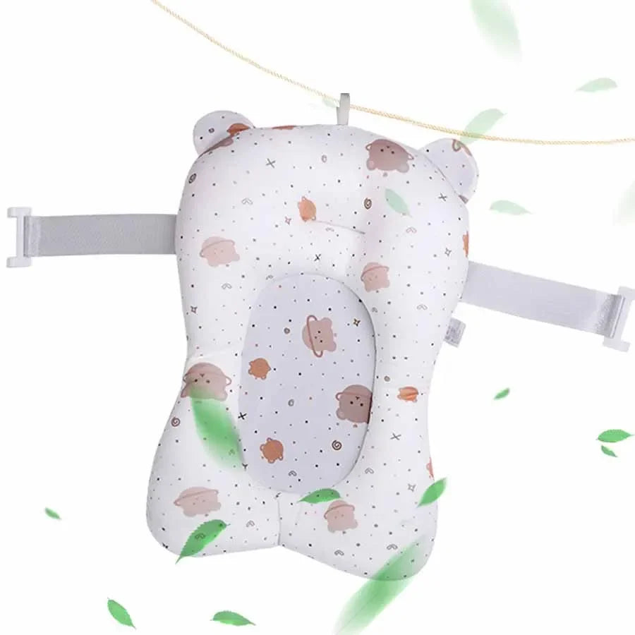 Baby Shower Bath Tub Mat Infant Foldable Support Bath Body Cushion Baby Tubs Pillow Cartoon Non-Slip Soft Newborn Bathtub Pad