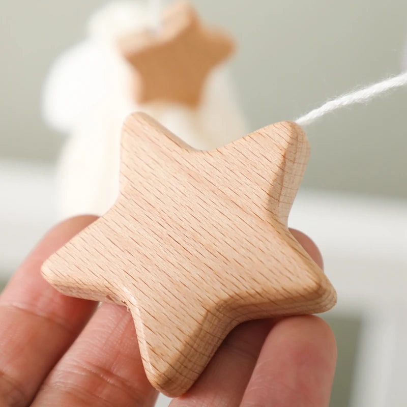 Wooden Rattles Toys Baby Crib Mobile Bed Bell Soft Felt Hot Balloon Newborn Music Bed Bell Hanging Toys Crib Bracket Baby Gifts