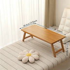 Modern Foldable Coffee Table Brown Bamboo Top Contemporary Style for Bay Window, Balcony, or Study Area