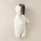 Boys New Born baby Clothes Autumn Winter Fleece-Lined Hooded Romper Pants Perfect for Outdoor Toddler Girl Little Girls Clothing