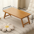 Modern Foldable Coffee Table Brown Bamboo Top Contemporary Style for Bay Window, Balcony, or Study Area