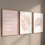 Rainbow Heart Nursery Print Poster Wall Art Boho Baby Girl Room Decor Boho Rainbow Nursery Prints Blush Pink Sunshine Art Gift
