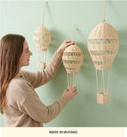 Rattan Hot Air Balloon Wall Decor Hand Woven Photo Props Kids Room Kindergarten Nursery Hanging Wall Decor Ornament