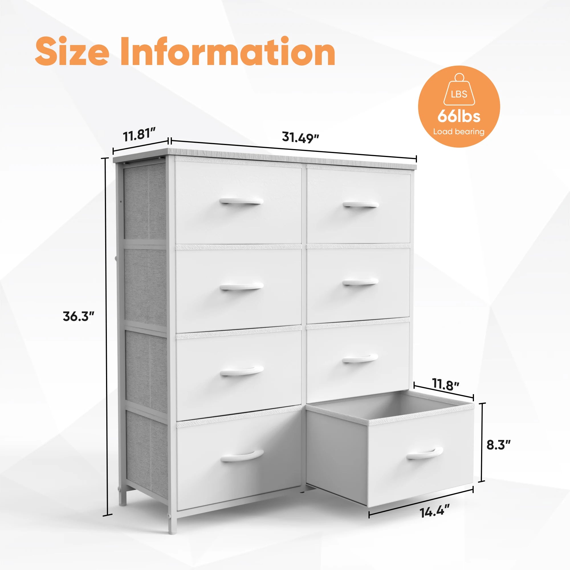 Children's Wardrobe For Bedroom With 8 Fabric Drawers
