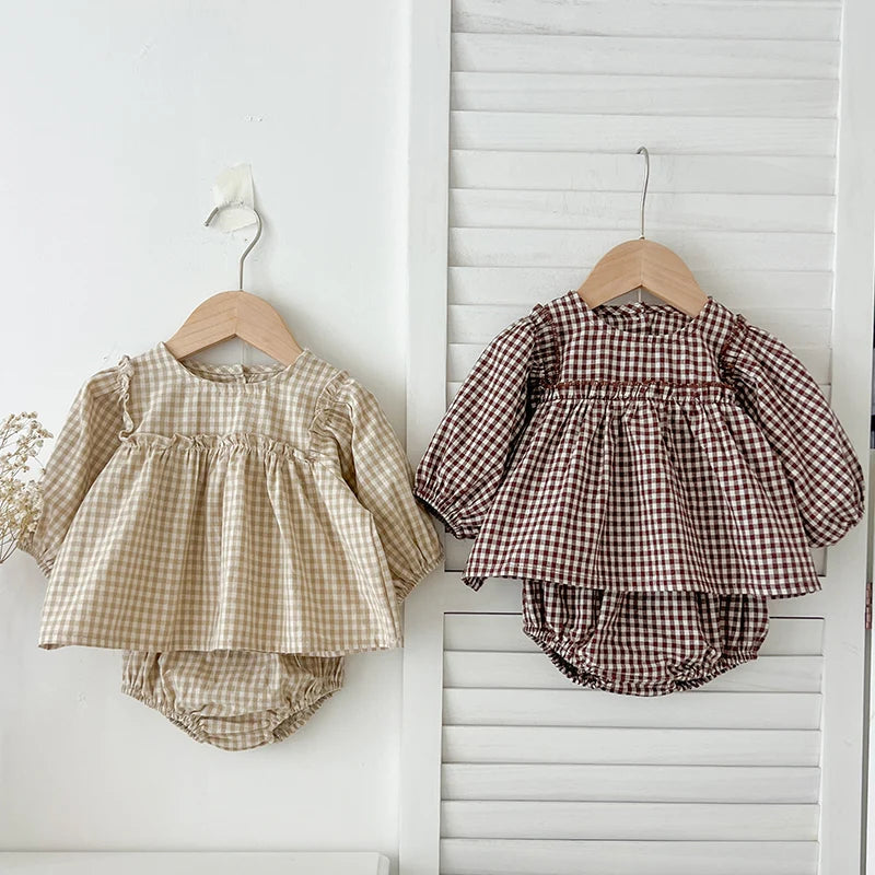 2-Piece Cotton Plaid Baby Outfit