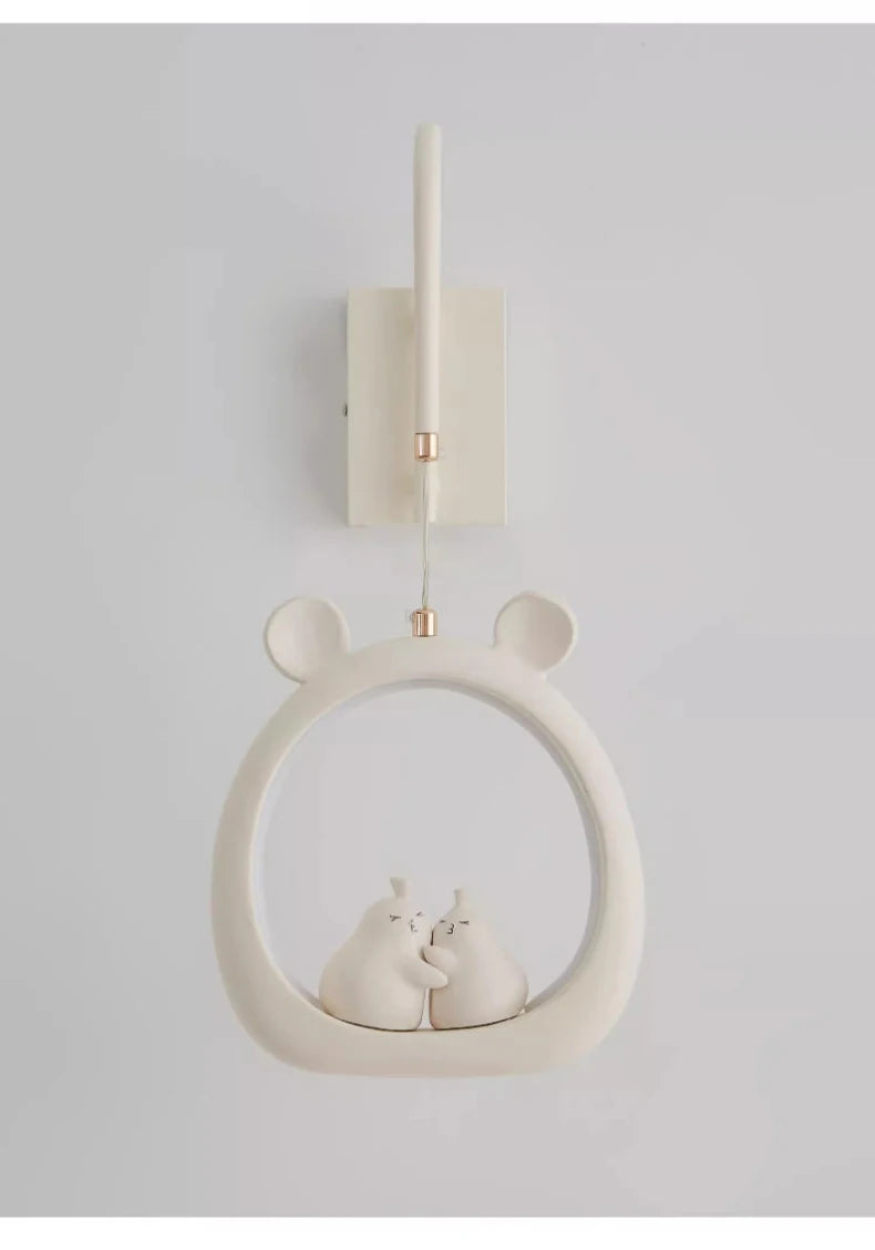 Cute Children's Room Girl Bedroom Wall Lamps Embrace Pear Lamp Creative Cream Style Princess Room Baby Room Bedside Wall Lights