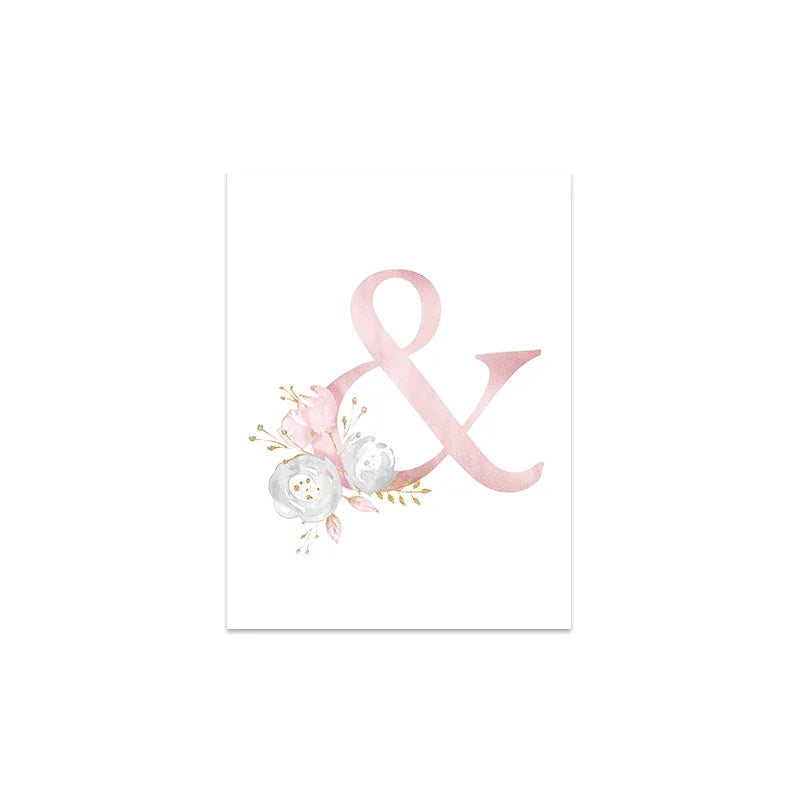 Baby Decoration Bedroom Child Posters Girl's Room Prints Nursery Pink Flower Wall Art Canvas Painting Pictures kids Room Decor