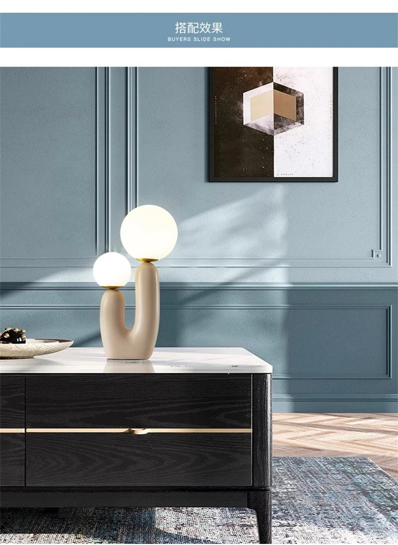 Nordic Children's Room Bedroom Bedside Lamp Creative Art Table Lamp Decoration Model Room Living Room Double Head Table Lamp
