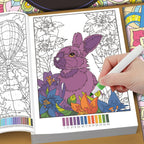 32 Themes Color by Number Book for Adults, Relax Coloring Book with Various Detailed Animal, Flower and Landscape Patterns