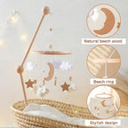 Wooden Rattles Toys Baby Crib Mobile Bed Bell Soft Felt Hot Balloon Newborn Music Bed Bell Hanging Toys Crib Bracket Baby Gifts