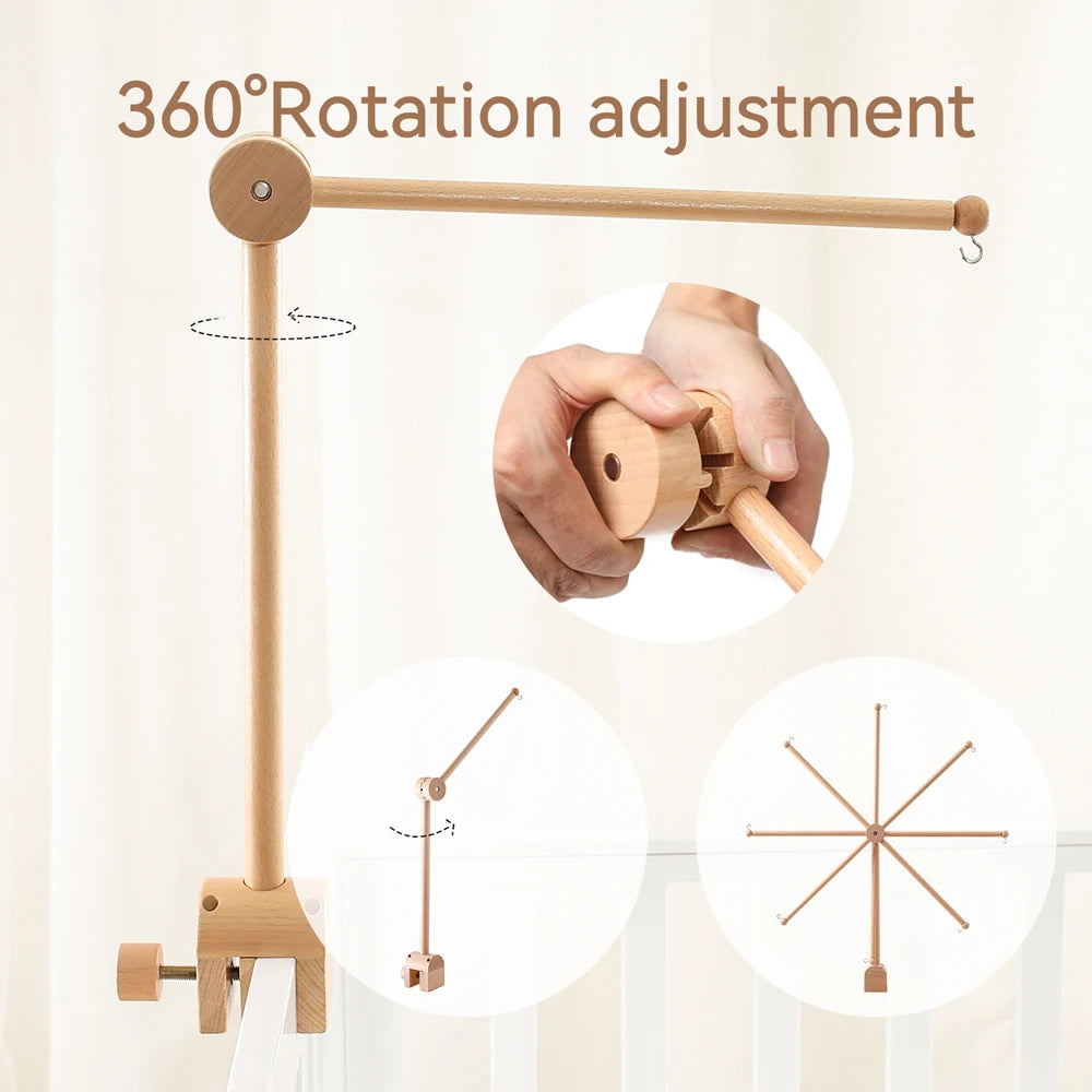 Baby Rattle Toy 0-12 Months Toys Wooden Mobile Bed Bell Floor Stand Bracket Newborn Bed Bell Hanging Holder Bracket Infant Crib