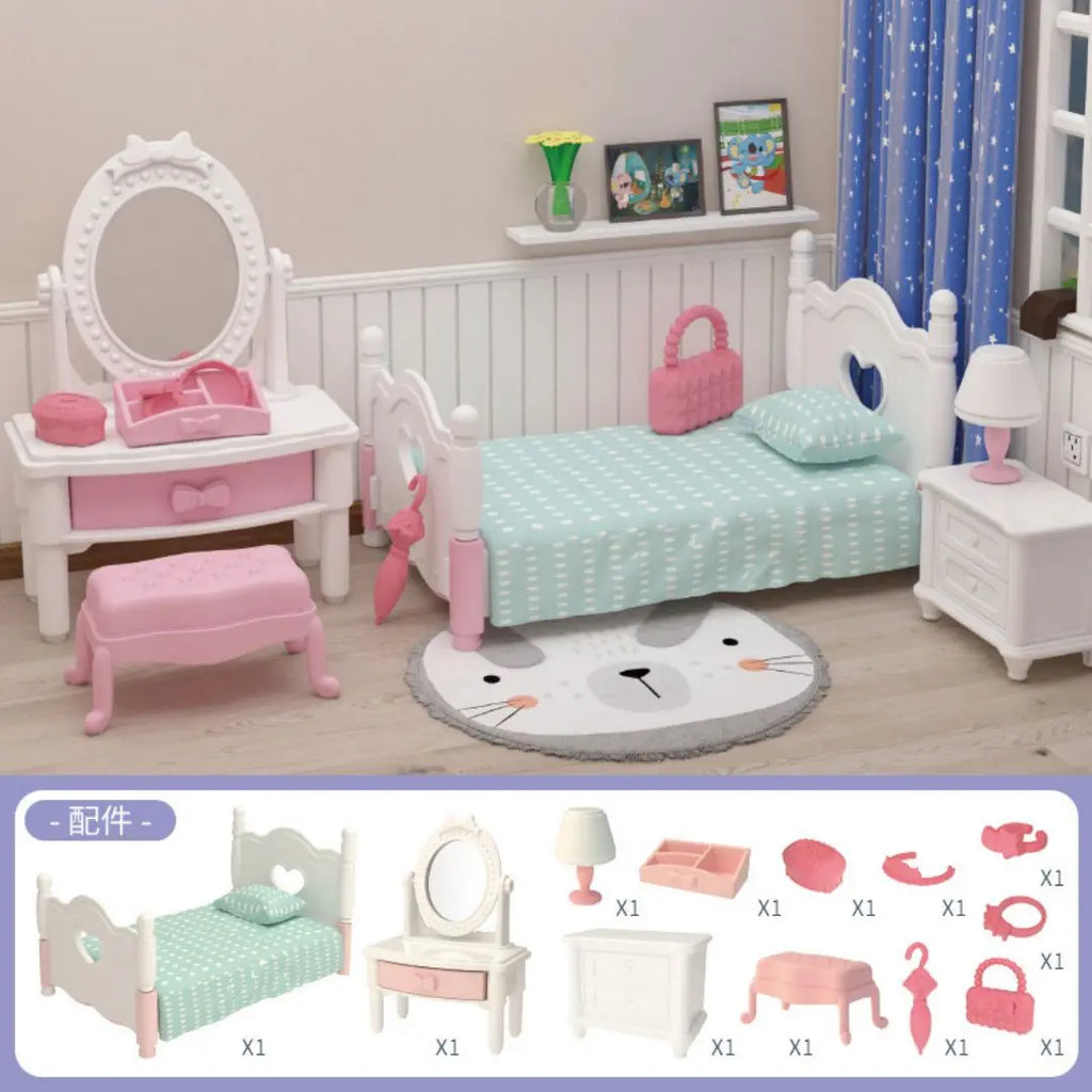Miniature Items Dollhouse Furniture Accessories Living Room Bedroom Supermarket Shopping Games Family Interaction Doll Kids Toys