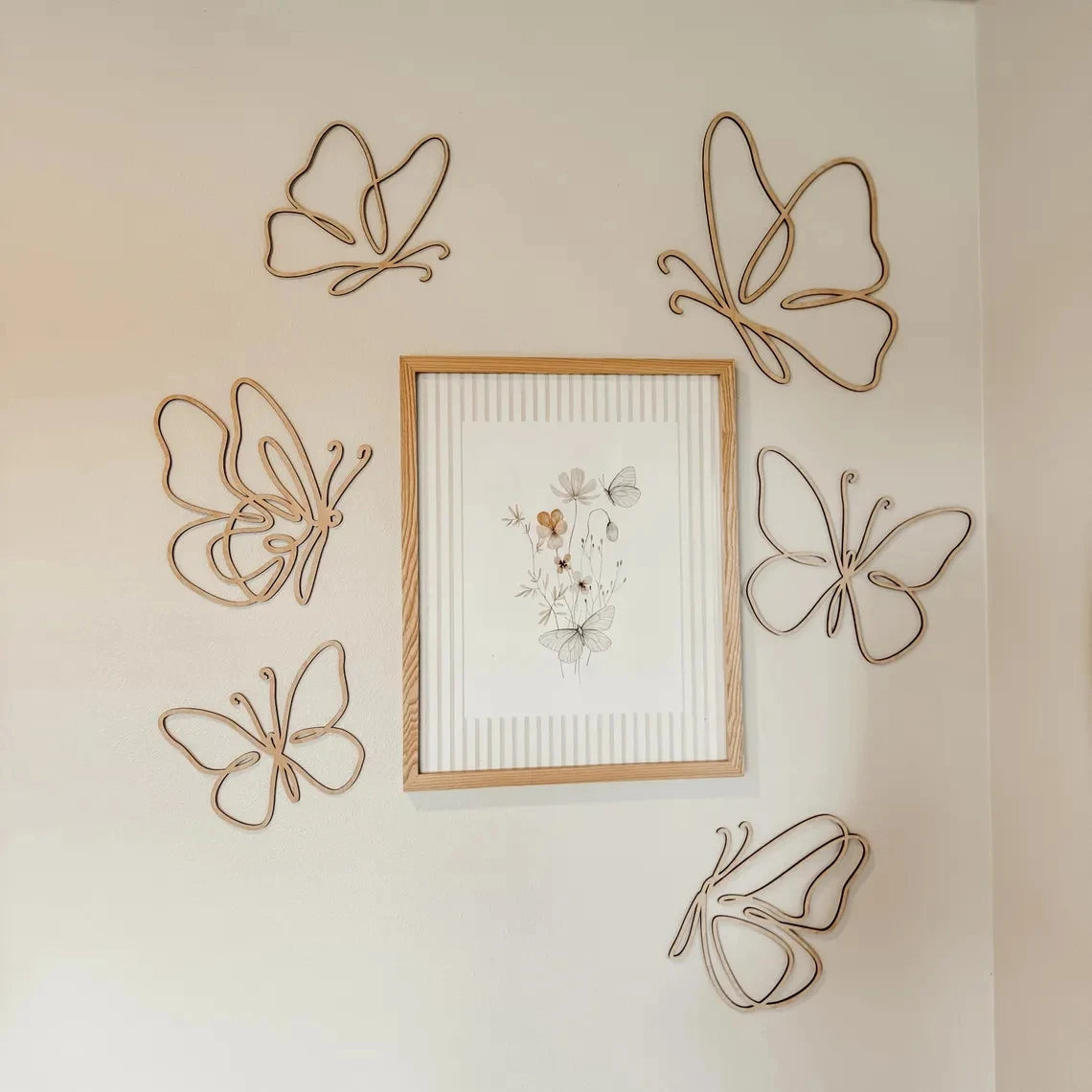 Wooden Outline Plywood Butterflies Nursery Wall Decor, Teen Room Wall Art, Boho Butterfly Decor, Girls Bedroom Decoration