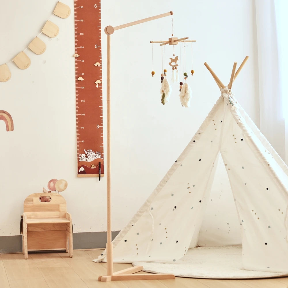 Baby Rattle Toy 0-12 Months Toys Wooden Mobile Bed Bell Floor Stand Bracket Newborn Bed Bell Hanging Holder Bracket Infant Crib