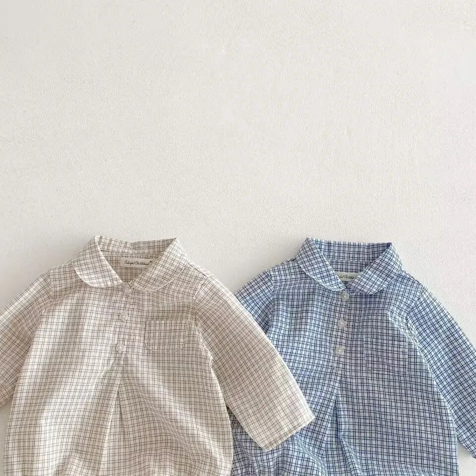 Baby Boys Clothes Girls Plaid Romper Long Sleeve Infant Bodysuit Custumes for Babies Romper Newborn Baby Clothes with Pockets