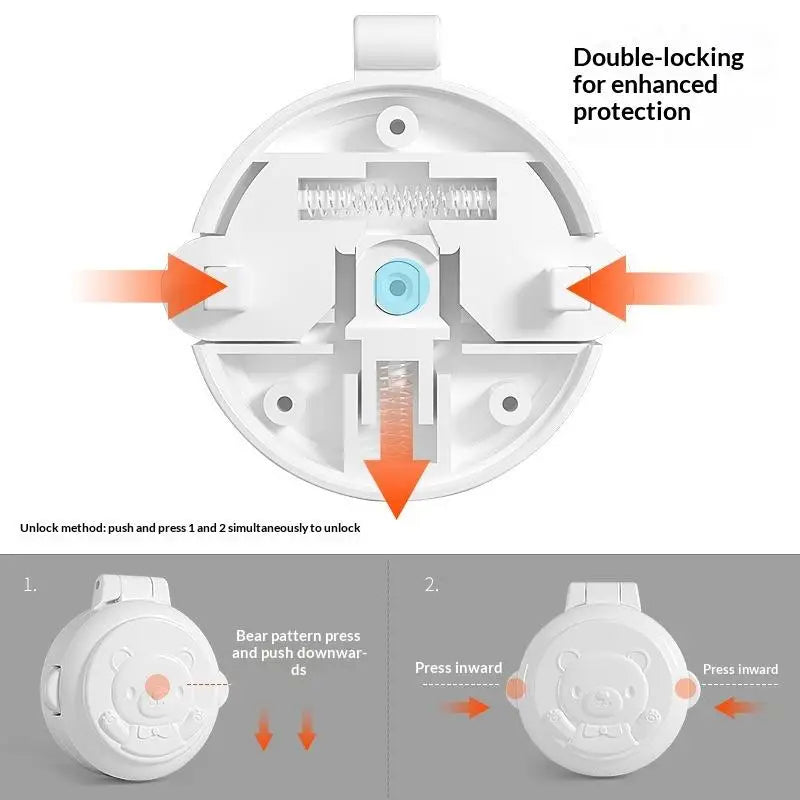 Child Safety Button Lock Cute Bear Shape Self Adhesive Kids Proof Locks for Washing Machines Ovens Fridge Kitchen Baby Proofing