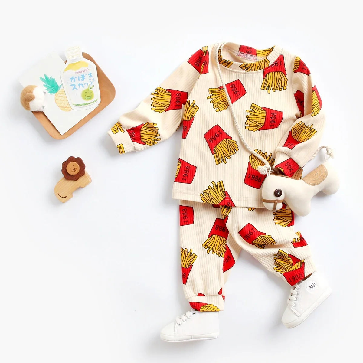 Baby Clothes Sets Cute Autumn Animal Pattern Kids Tops + Long Pants Cotton Casual 2pcs