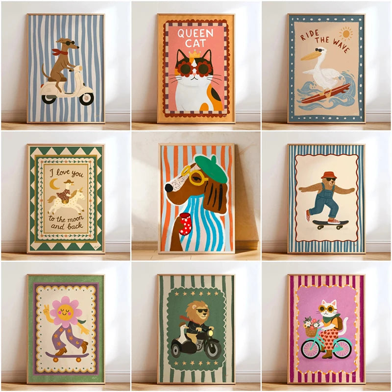 Animal-themed Baby Room Posters: Stylish and Playful Animal Prints Whimsical Canvas Wall Art Suitable for Modern Baby Room De